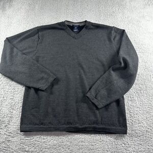 Gap Merino Wool Sweater Mens Medium Gray V Neck Jumper Lightweight Office Casual